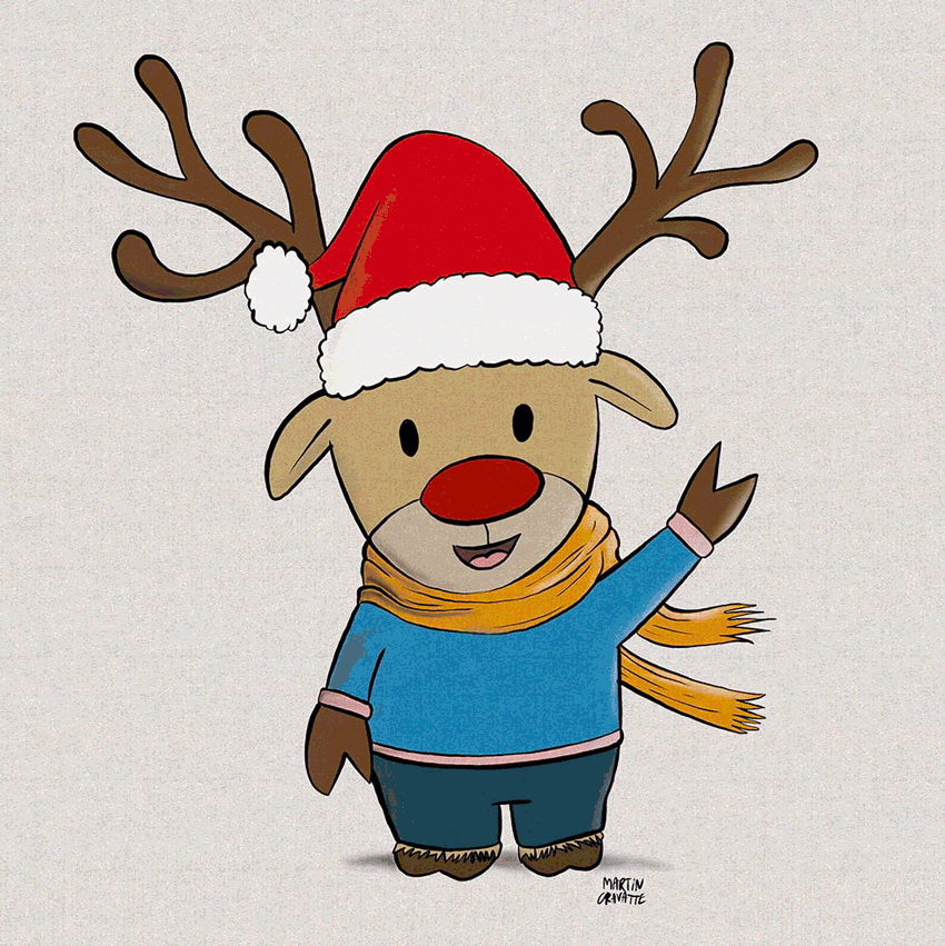 Character design jeunesse — les rennes de Noël, illustration de commande