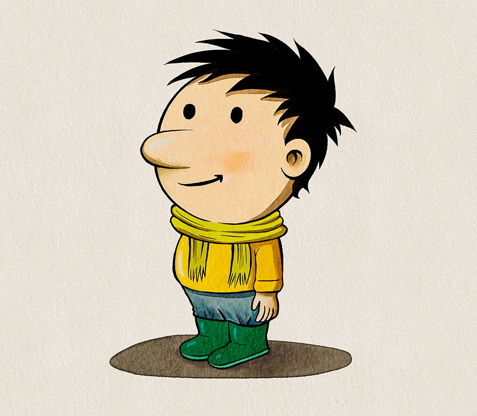 Personnage à l'aquarelle — recherche d'illustration de Martin Cravatte