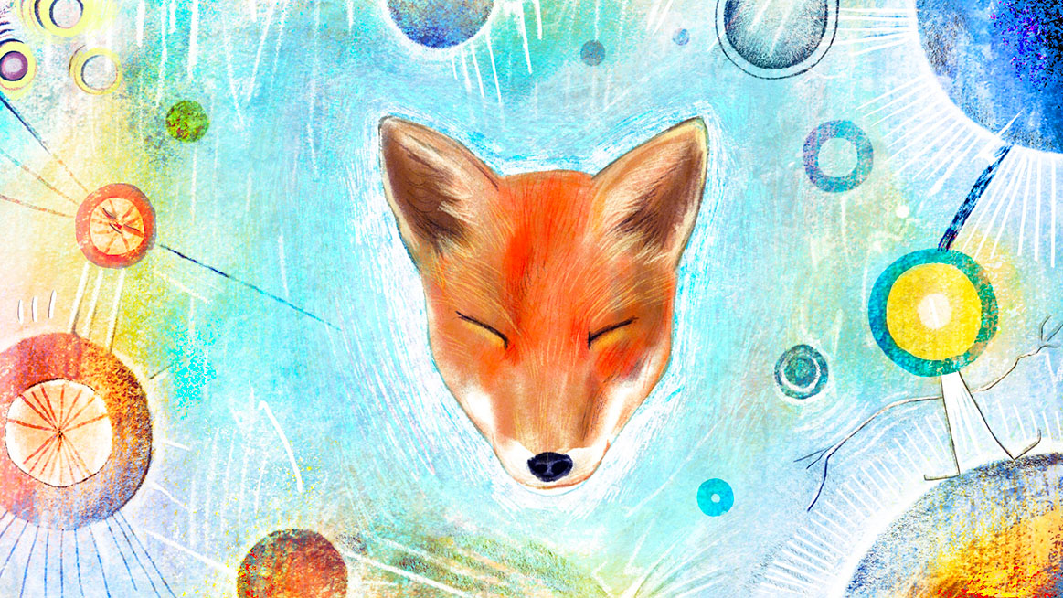 Illustration jeunesse — Song for a fox, un renard, par Martin Cravatte